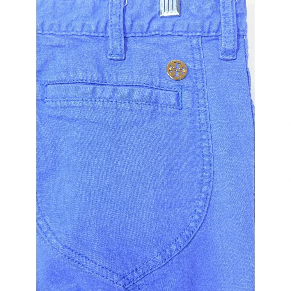 Tory Burch Blue Flare Pants Sz 30 Stretch Cotton Bootcut Preppy Chic‎ Trouser